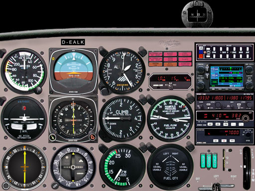 Cockpit Piper Malibu mit Rundinstrumenten